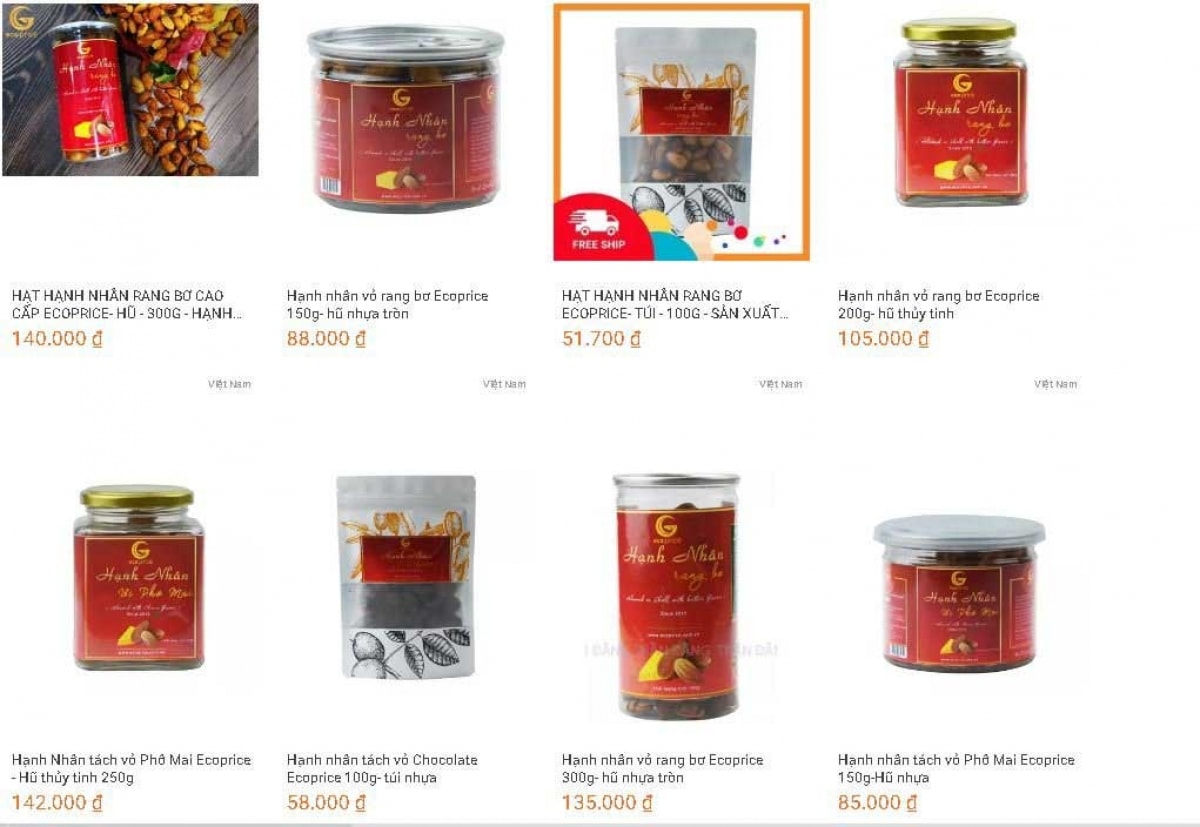 Gian hàng chuyên về hạnh nhân của một doanh nghiệp Việt Nam chuẩn bị kết nối vào sàn Shoppe tại Singapore.